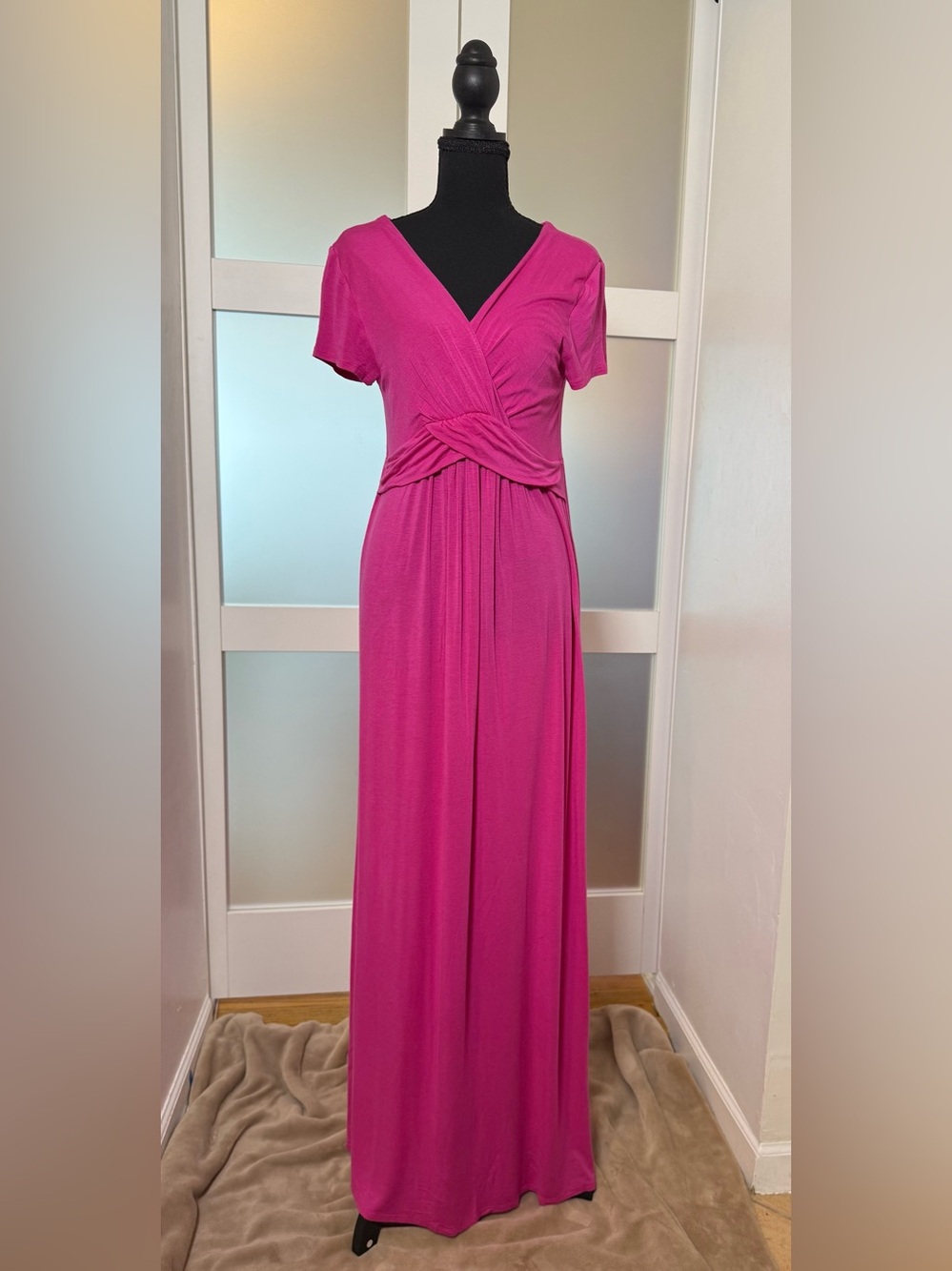 Pink Blush Draped Maternity/Nursing Maxi Dress, size Medium.